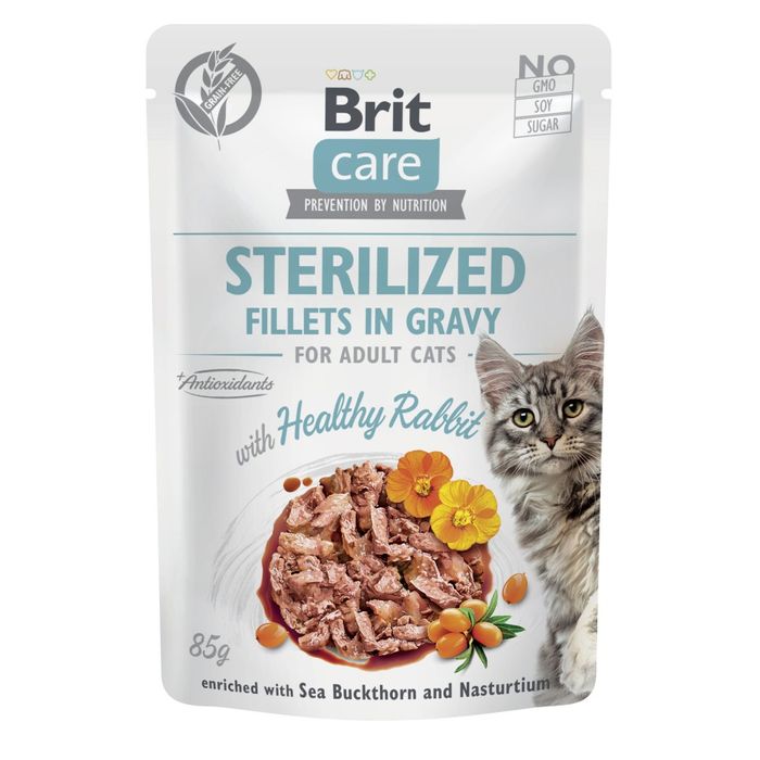 Влажный корм для кошек Brit Care Cat Sterilized pouch 85 г - кролик - masterzoo.ua