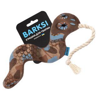 Іграшка для собак Barksi Змія з пискавкою 24х6 см - коричневий - masterzoo.ua