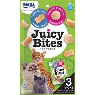 Лакомство для кошек Inaba Juicy Bites 3 шт х 11,3 г - домашний бульон и кальмары - masterzoo.ua