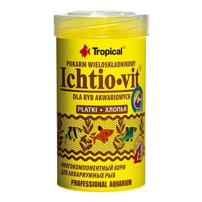 Сухий корм для акваріумних риб Tropical в пластівцях «Ichtio-Vit» 100 мл (для всіх акваріумних риб) - masterzoo.ua