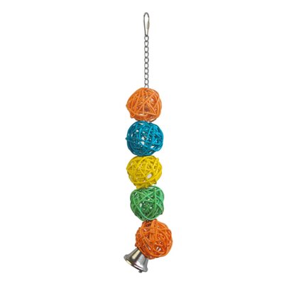 Іграшка для птахів TOPAN кульки ротангові на мотузці 27 x 4 см - masterzoo.ua