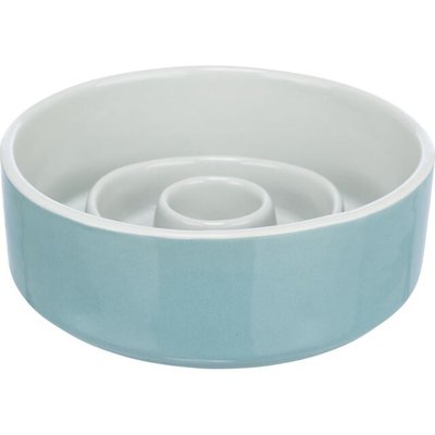 Миска Trixie керамическая для медленного кормления 450 мл / 14 см (серая/голубая) - cts - masterzoo.ua