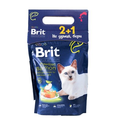 Сухий корм Brit Premium by Nature Cat Sterilized Salmon 300 г, 2+1 шт