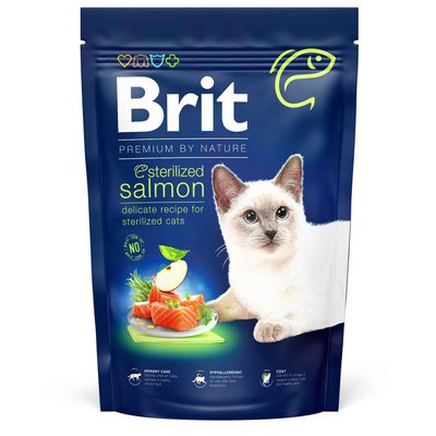 Сухой корм для стерилизованных котов Brit Premium by Nature Cat Sterilized Salmon 1,5 кг (лосось) - masterzoo.ua