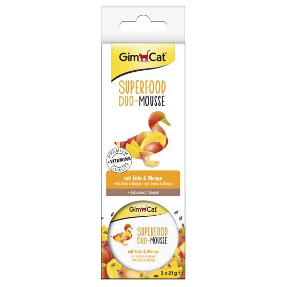 Лакомство для кошек GimCat Superfood Duo-Mousse 3x21 г (утка и манго) - masterzoo.ua