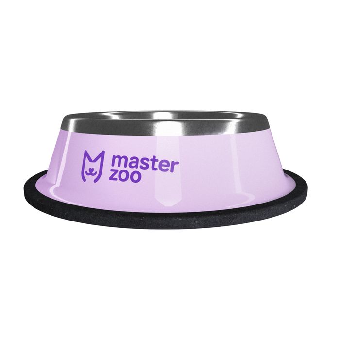 Миска MasterZoo металева на гумовій основі 200 мл - фіолетова - masterzoo.ua