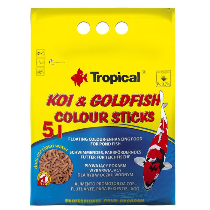 Сухий корм для ставкових риб Tropical в паличках «Koi & Goldfish Colour Sticks» 5 л (для всіх ставкових риб) - 40857 - masterzoo.ua