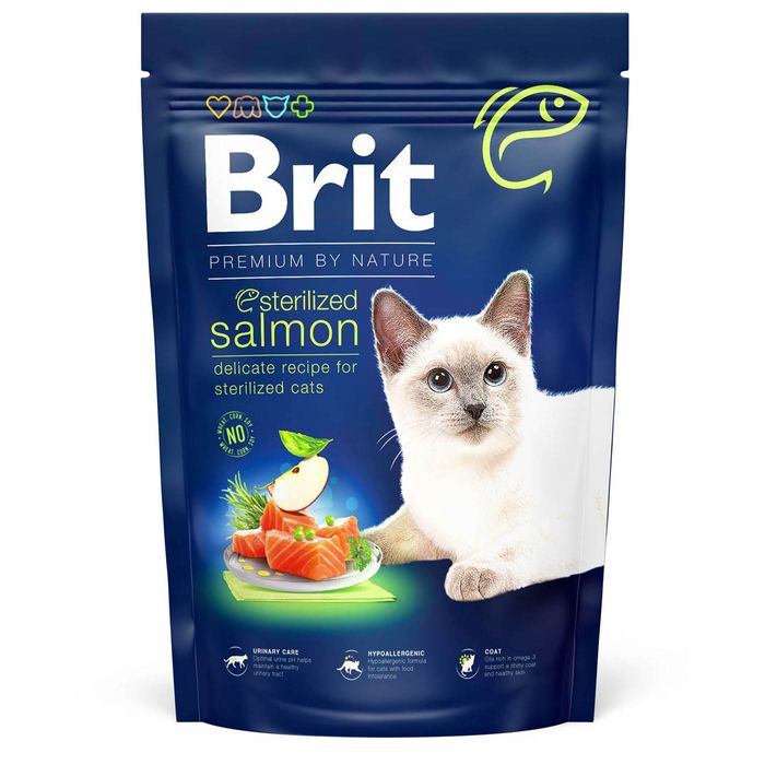 Сухий корм для стерилізованих котів Brit Premium by Nature Cat Sterilized Salmon 1,5 кг - лосось - masterzoo.ua
