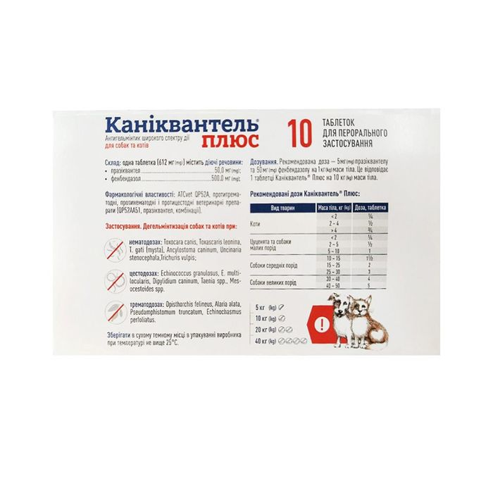 Таблетки для кошек и собак Haupt Pharma «Каниквантель Плюс» на 10 кг, 10 таблеток (для лечения и профилактики гельминтозов) - masterzoo.ua