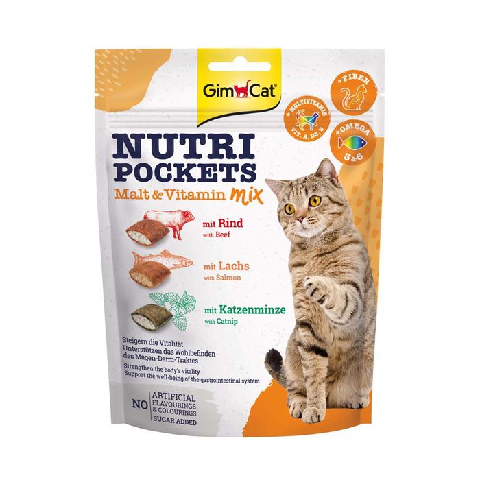 Вітамінні ласощі для котів GimCat Nutri Pockets Мультивітамін мікс 150 г - masterzoo.ua