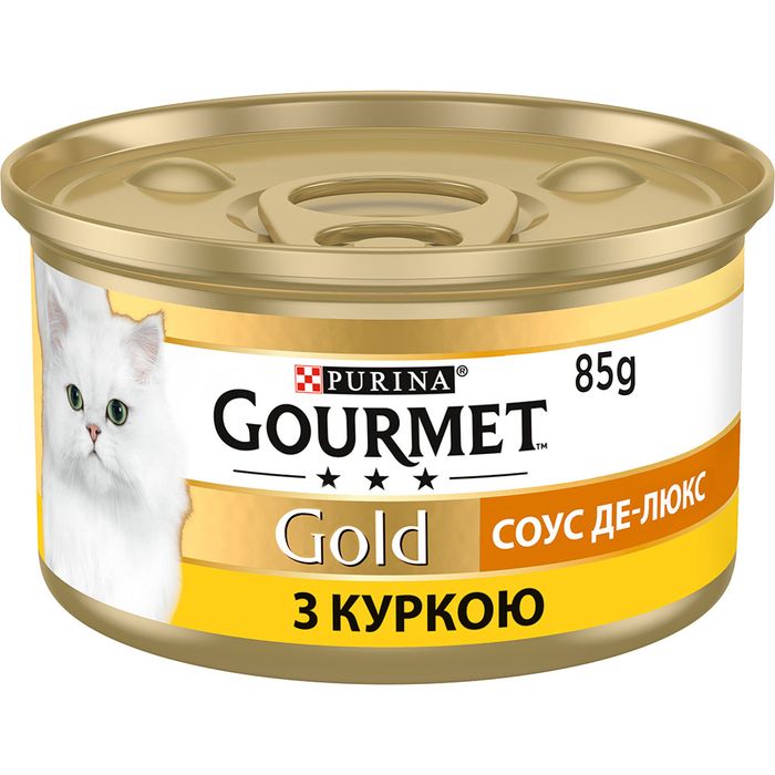Вологий корм для котів Gourmet Gold Соус де-люкс 85 г (курка) - masterzoo.ua