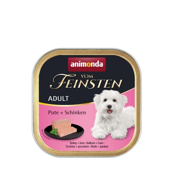 Вологий корм для собак Animonda Vom Feinsten Adult Turkey + Ham | 150 г (індичка і шинка) - masterzoo.ua