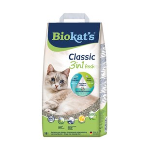 Наповнювач для котячого туалету Biokat's Classic 3in1 Fresh 18 кг - бентонітовий - masterzoo.ua