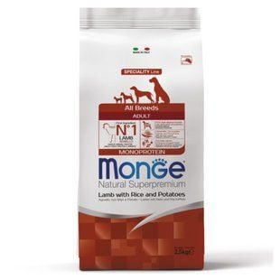 Cухий корм для собак Monge Monoprotein All Breeds Adult 2,5 кг - ягня, рис та картопля - masterzoo.ua