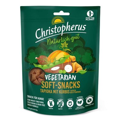 Веганські ласощі для собак Christopherus  Semi-moist Vegetarian 125 г - тапіока з гарбузом - masterzoo.ua