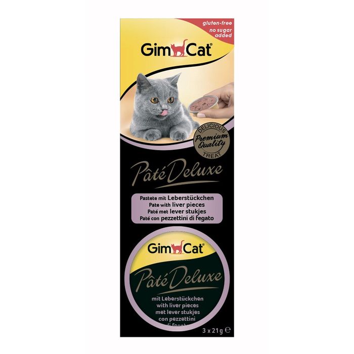 Лакомство для кошек GimCat Pate Deluxe 3x21 г (паштет с кусочками печени) - masterzoo.ua