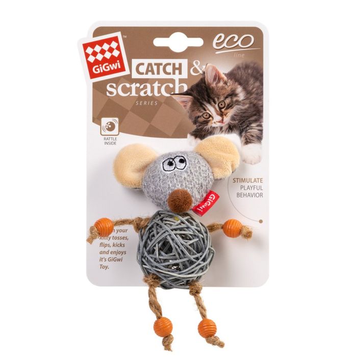 Іграшка для котів Мишка з дзвіночком GiGwi Catch&Scratch | 8 см - masterzoo.ua