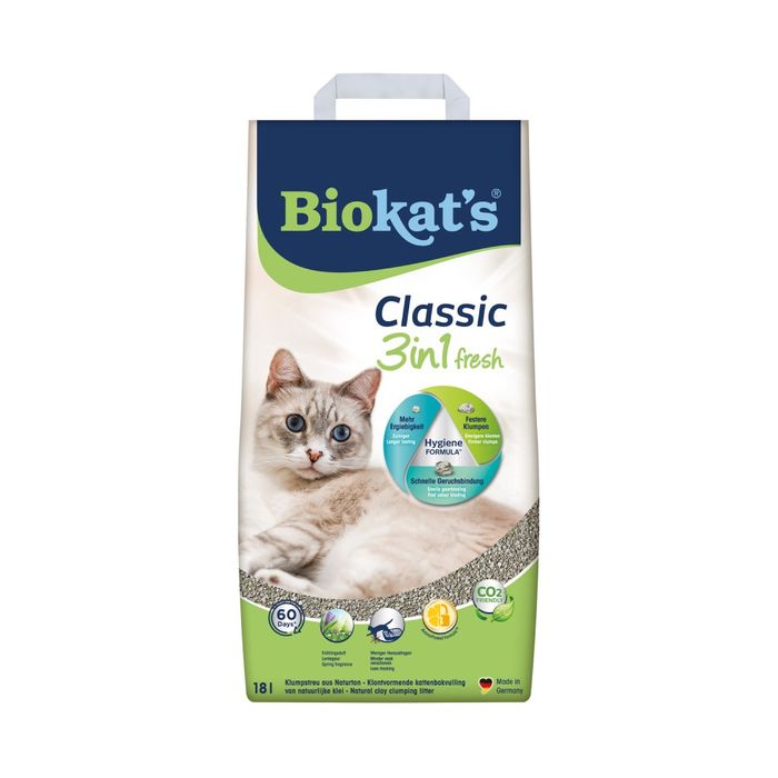 Наповнювач для котячого туалету Biokat's Classic 3in1 Fresh 18 кг - бентонітовий - masterzoo.ua