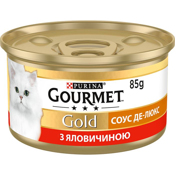 Вологий корм для котів Gourmet Gold Соус де-люкс 85 г (яловичина) - masterzoo.ua