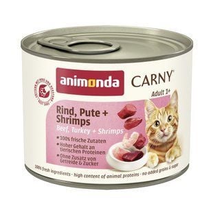 Вологий корм для котів Animonda Carny Adult 200 г - яловичина, індичка та креветки - masterzoo.ua
