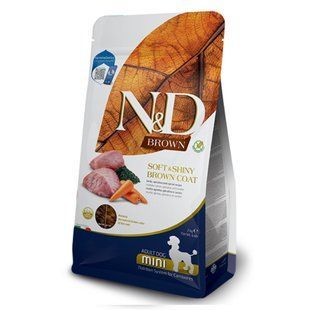 Cухой корм для собак Farmina N&D Grain Free Brown Adult Mini 2 кг - ягненок, спирулина и морковь - masterzoo.ua