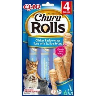 Лакомство для кошек Inaba Juicy Rolls 4 шт х 10 г - курица, тунец и морской гребешок - masterzoo.ua