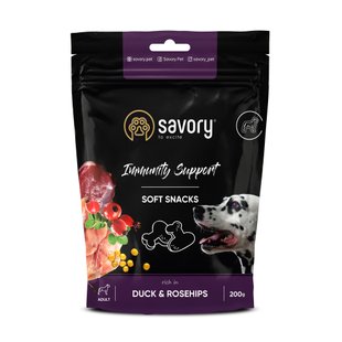 М'які ласощі для собак Savory для зміцнення імунітету 200 г - качка та шипшина - masterzoo.ua