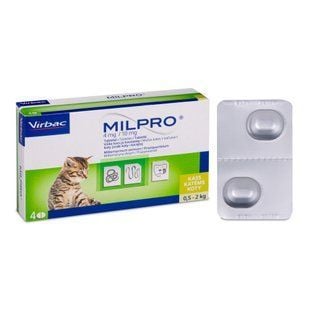 Таблетки для кошенят Virbac Milpro від 0,5 до 2 кг 4 мг/10 мг, 4 шт - masterzoo.ua