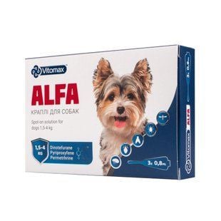 Vitomax Alfa краплі на холку для собак 1,5-4 кг 3 шт х 0,8 мл - masterzoo.ua