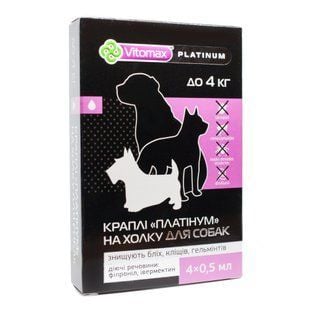 Vitomax Platinum краплі на холку для собак до 4 кг 4 шт х 0,5 мл - masterzoo.ua