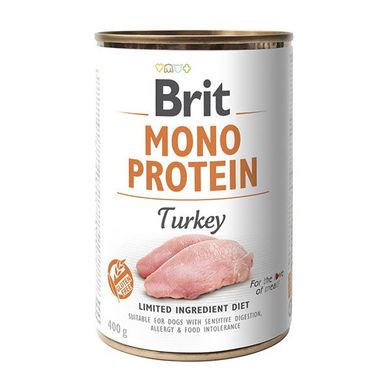 Вологий корм для собак Brit Mono Protein Turkey 400 г (індичка) - masterzoo.ua