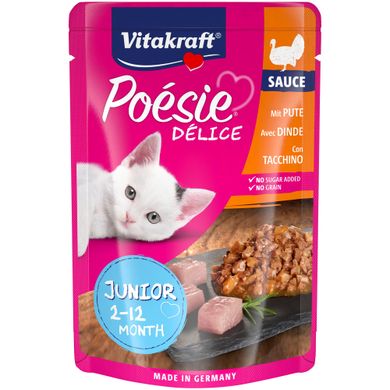 Вологий корм для кошенят Vitakraft Poésie Délice pouch 85г (індичка в соусі) - masterzoo.ua