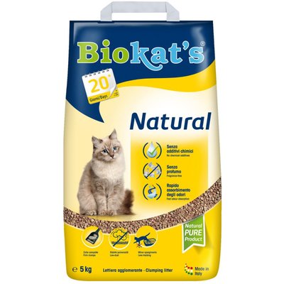 Наповнювач туалета для котів Biokat's Natural 5 кг (бентонітовий) - masterzoo.ua