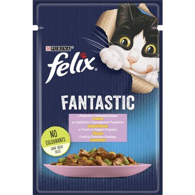 Вологий корм для котів Felix Fantastic 85 г - форель та зелені боби - masterzoo.ua