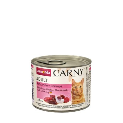 Вологий корм для котів Animonda Carny Adult Beef, Turkey + Shrimps | 200 г (яловичина, індичка та креветки) - masterzoo.ua