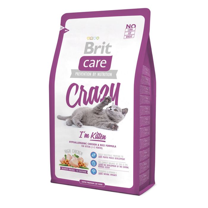 Сухой корм для котят Brit Care Cat Crazy Im Kitten 2 кг - курица и рис - masterzoo.ua