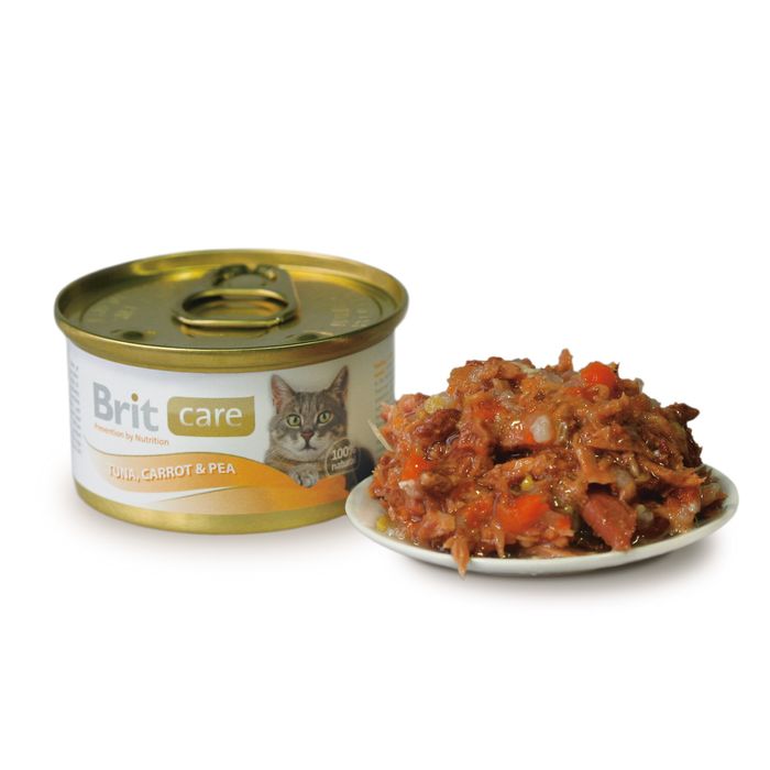 Вологий корм для котів Brit Care Cat Tuna, Carrot & Pea 80 г (тунець, морква та горох) - masterzoo.ua