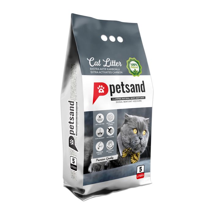 Наповнювач для котячого туалету Petsand Extra Activated Carbon Flat Bottom 5 л - бентонітовий - masterzoo.ua