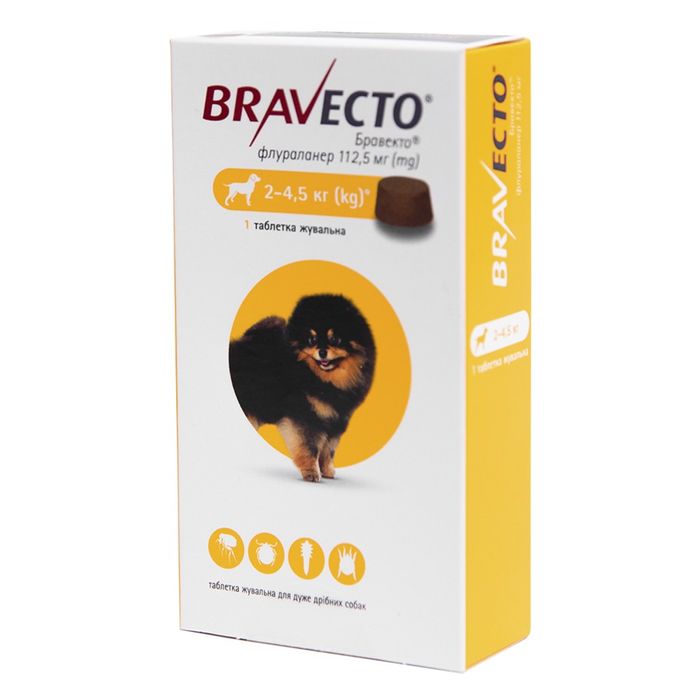 Bravecto (Бравекто) от 2 до 4,5 кг, 1 шт - masterzoo.ua