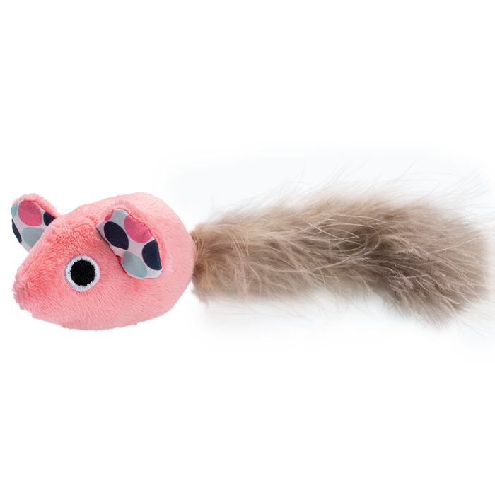 Игрушка для кота мышь GimCat 18 х 5 х 5 см (плюш, перья, кошачья мята) - masterzoo.ua