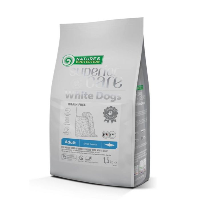 Сухий корм для собак Nature's Protection Superior Care White Dogs Grain Free Adult Small Breeds 1,5 кг - оселедець - masterzoo.ua