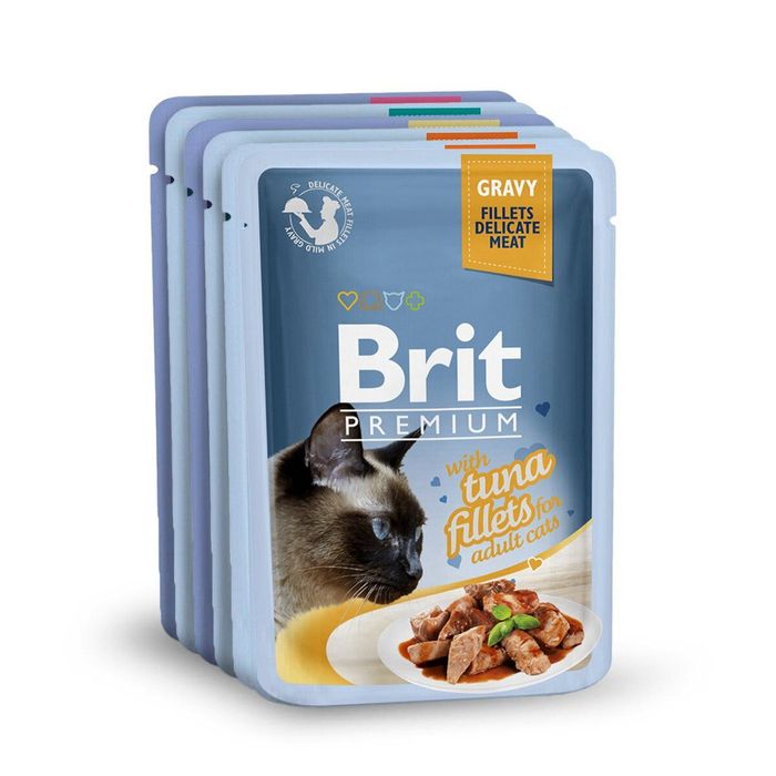 Вологий корм для котів Brit Premium Cat Tuna Fillets Gravy pouch 6 х 85 г (філе тунця в соусі) - masterzoo.ua