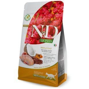 Сухой корм для кошек Farmina N&D Grain Free Quinoa Skin & Coat Adult 300 г &ndash; перепёлка, киноа, кокос и куркума - masterzoo.ua