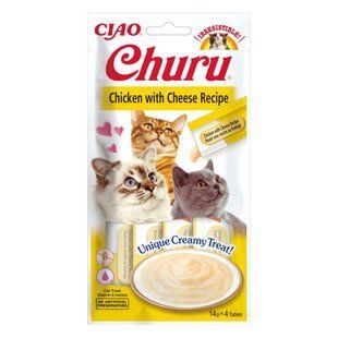 Лакомство для кошек Inaba Churu 4 шт х 14 г - курица и сыр - masterzoo.ua