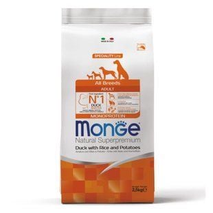 Cухий корм для собак Monge Monoprotein All Breeds Adult 2,5 кг - качка, рис та картопля - masterzoo.ua