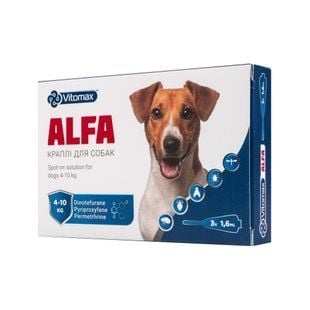 Vitomax Alfa краплі на холку для собак 4-10 кг 3 шт х 1,6 мл - masterzoo.ua