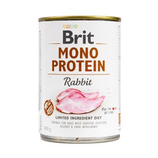 Вологий корм для собак Brit Mono Protein Rabbit 400 г - кролик - masterzoo.ua