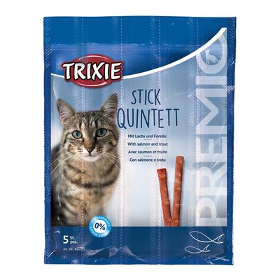Ласощі для котів Trixie PREMIO Quadro-Sticks 5 шт. (лосось та форель) - masterzoo.ua