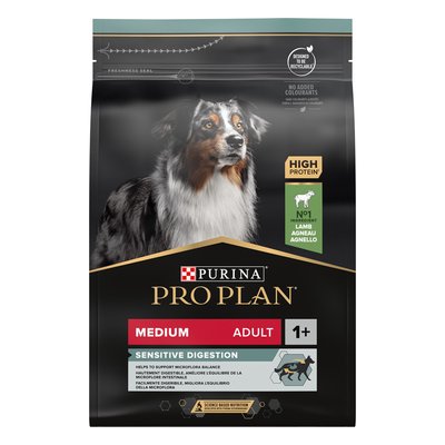 Сухой корм для взрослых собак средних пород с чувствительным пищеварением ProPlan Medium Sensitive 3 кг (ягненок) - masterzoo.ua