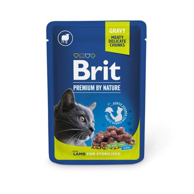 Вологий корм для котів Brit Premium Sterilised pouch 100 г - ягня - masterzoo.ua
